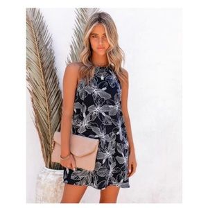 Imagination Floral Tank  Navy Dress